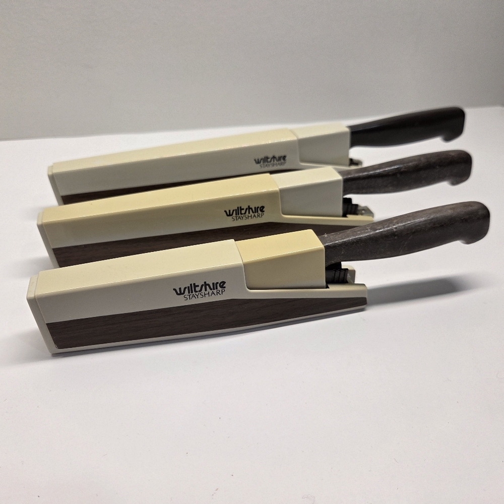 3 Wiltshire StaySharp Stainless Knives And Sharpeners MCM Vintage 70s Cookware